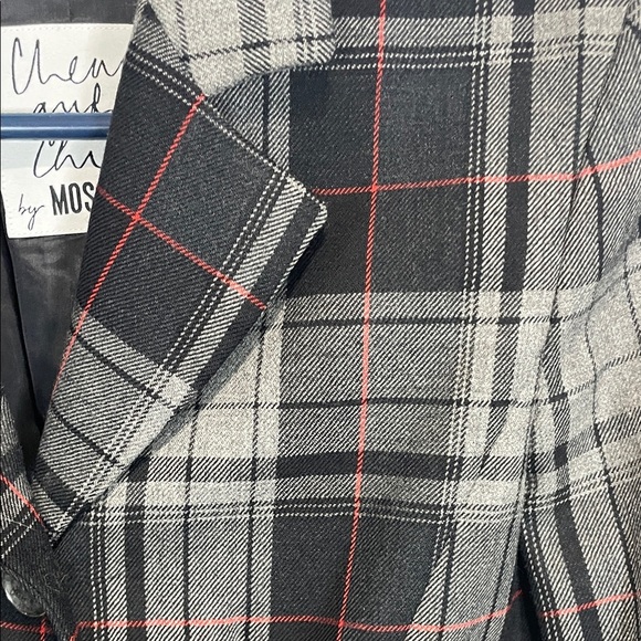 Moschino Vintage 90s Cheap and Chic Black and Gray Plaid Blazer - Picture 4 of 8